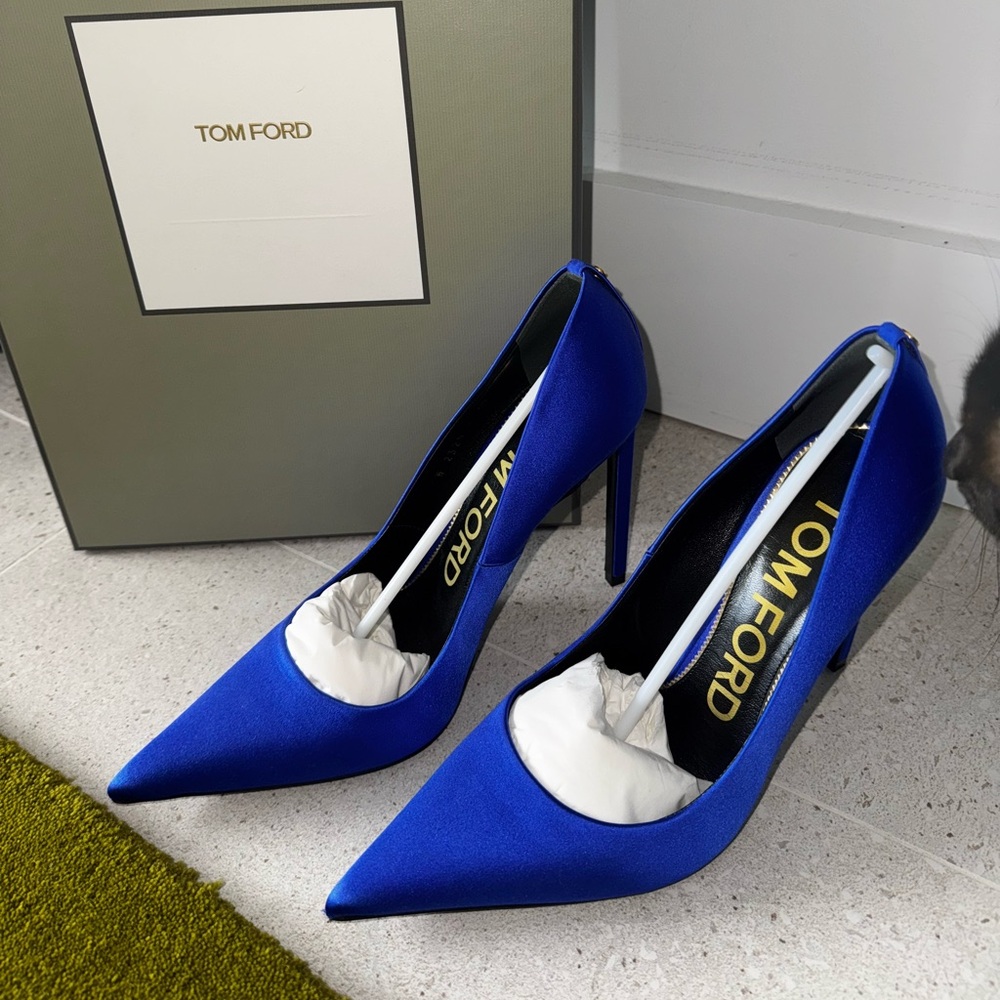 Tom Ford Satin Blue Women's Heels 105mm